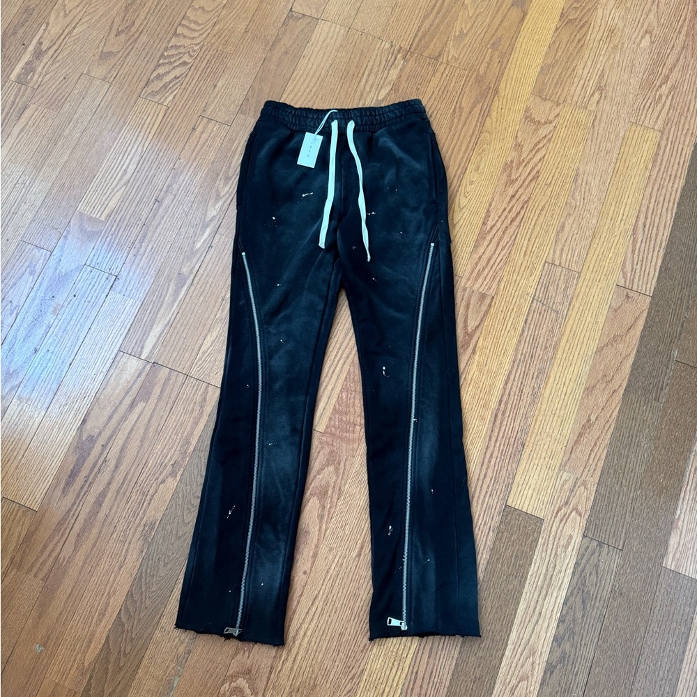 Black Track Pants with Zipper Details